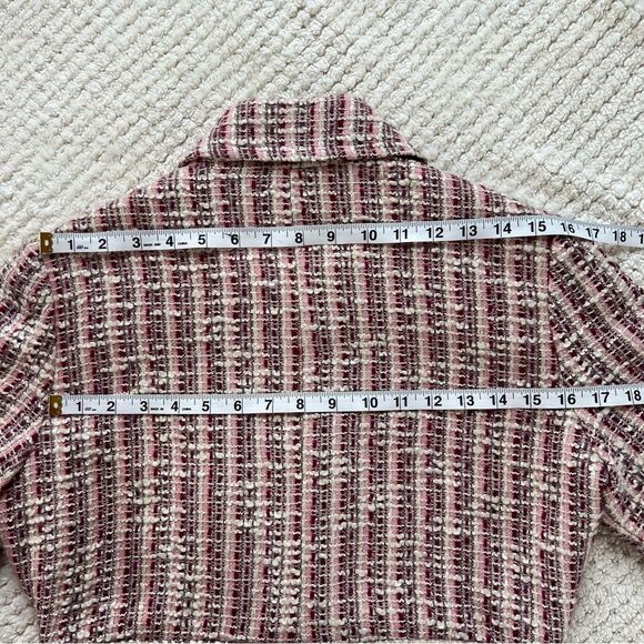 WDNY Pink Grey Tweed Button Trench Jacket Dress Coat Women's Dress Size 8 - Picture 7 of 11